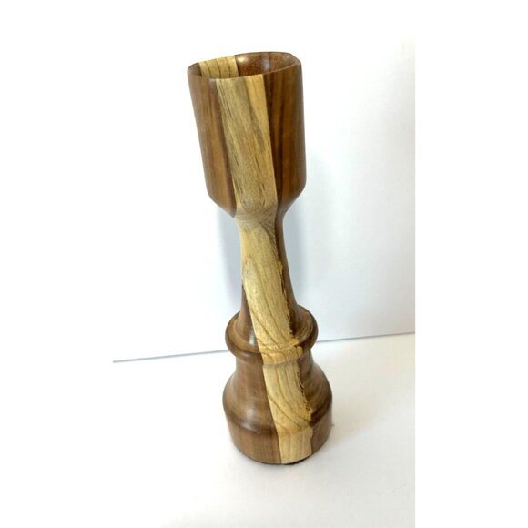 Hand Turned Handcrafted Candle Stick Holder Mixed Wood Olive Wood - Picture 4 of 12
